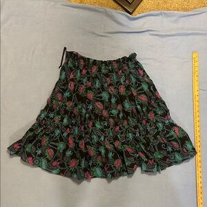 Marc Jacobs Black and Green Floral Skirt